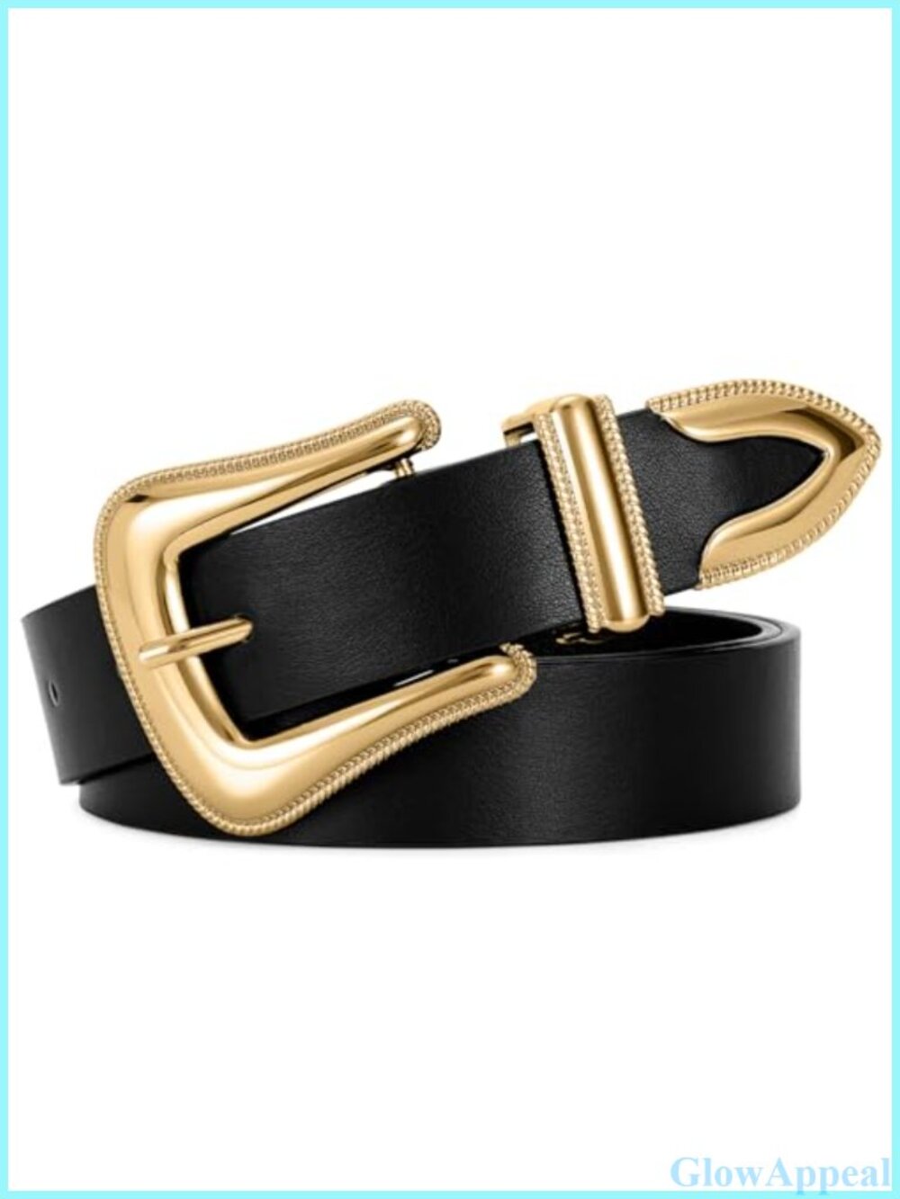 Faux Leather Western Belt Silver Buckle Fashion Waist Belt